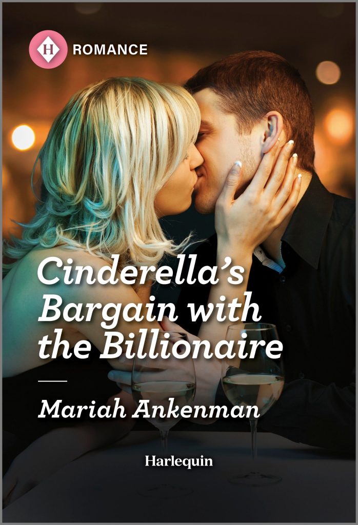 couple kissing in a bar with text Cinderella's Bargain With The Billionaire by Mariah Ankenman